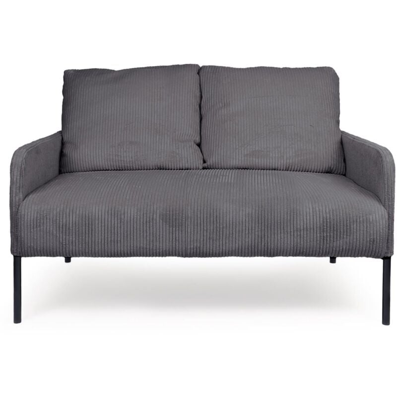 Cotecosy - Canapé 2 places moderne et élégant Manuelo Velours côtelé Gris foncé