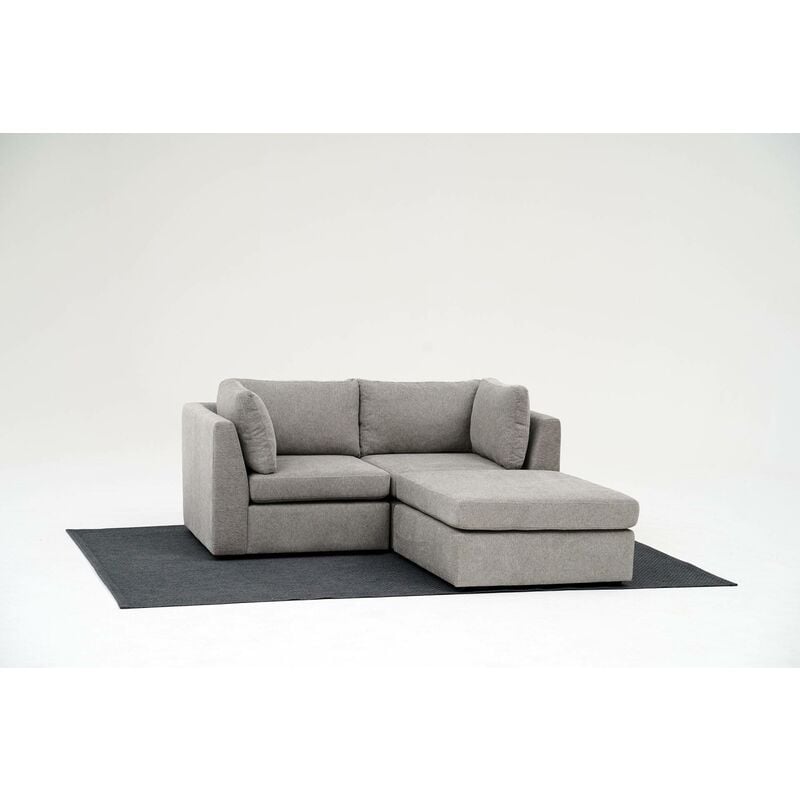 Canapé modulable 2 places Gris Tissu Luxe Design Confort