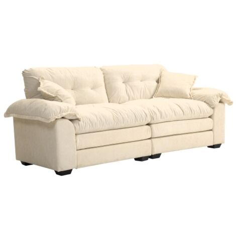 Canapé 2 Places Profond 213 cm Tissu Chenille Coussins Double Couche Mousse à Mémoire et Ressorts Ensachés Ultra Confort pour Petit Salon Appartement et Bureau