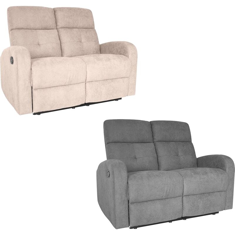 Mediawave Store - Canapé 2 places recliner repose-pieds et dossier inclinable 130x77x64H
