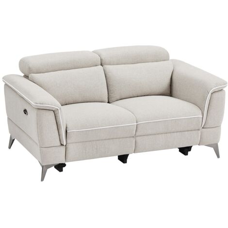 Canapé 2 places relax électrique en tissu beige MACARI