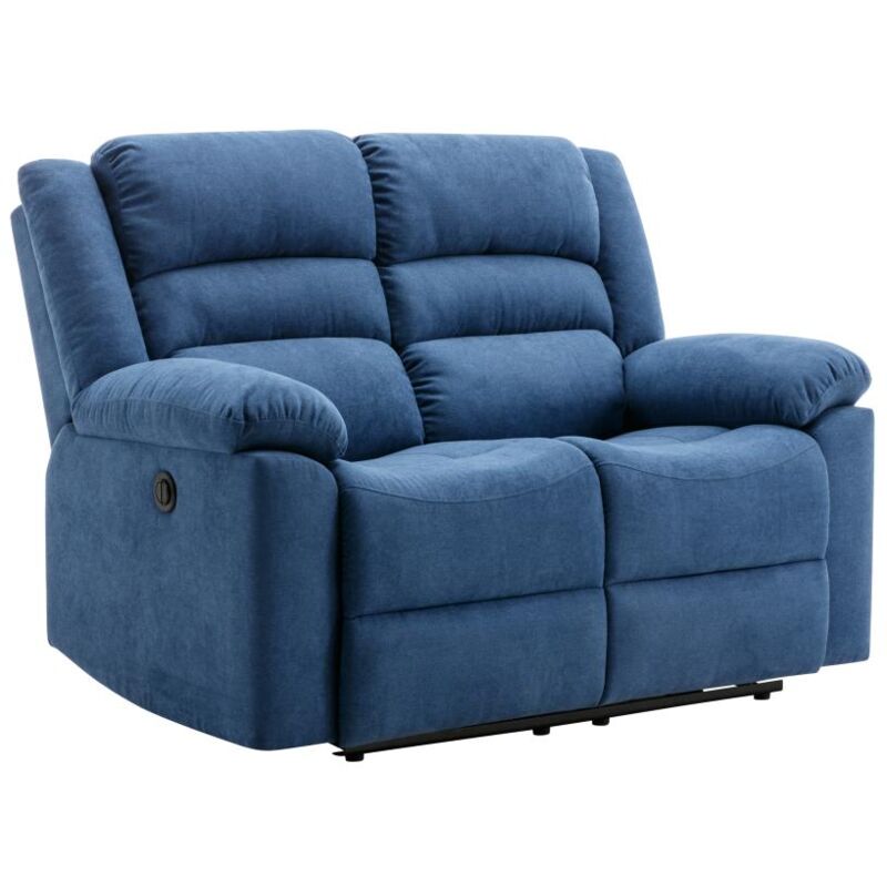 Vente-unique - Canapé 2 places relax électrique en tissu bleu burolo