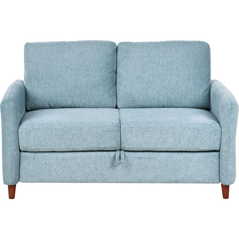 Beliani - Canapé 2 Places Rembourré Moderne avec Rangement Accoudoirs en Tissu Bleu Mare