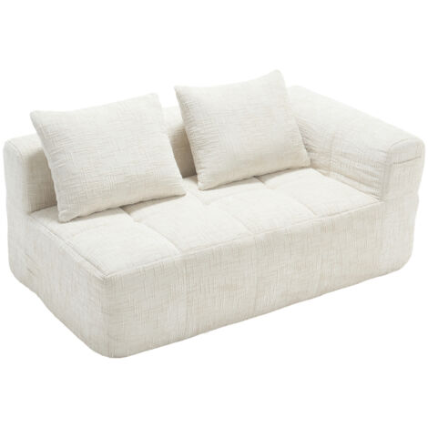 Canapé 2 places sans assemblage confortable Chenille Beige 38.50x37.00x112.00 cm ZIPSOFA