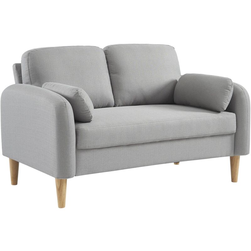 Sweeek - Canapé 2 places scandinave arrondi tissu pieds bois d'hévéa Polyester Gris clair