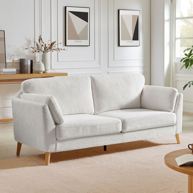 Sicaan - Canapé 2 places scandinave maja bouclette blanc