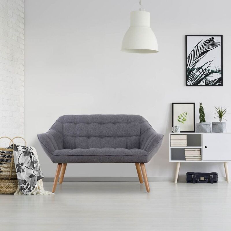 Cotecosy - Canapé 2 places Scandinave Zentao Tissu Gris Clair Cotecosy - Canapé 2 places Scandinave Zentao Tissu Gris Clair