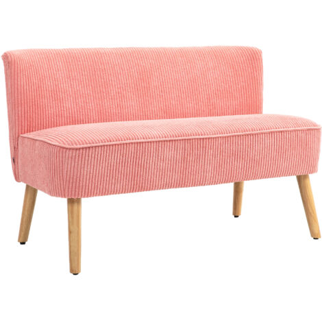 Canapé 2 Places Skandi, Cadre Bois Massif, Charge 150 kg, 117 x 56,5 x 77 cm, Rose