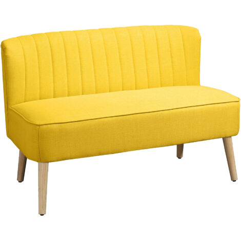 Canapé 2 places, tissu durable, confort moelleux, capacité 220 kg, dimensions 117x56.5x77 cm, couleur jaune