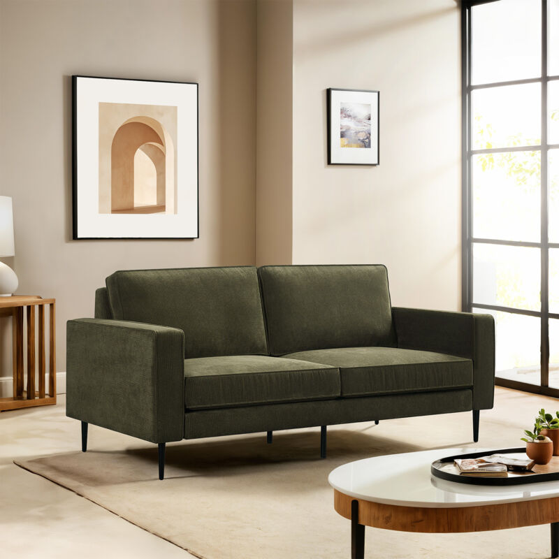 Sicaan - Canapé 2 places vintage oskar velours côtelé kaki