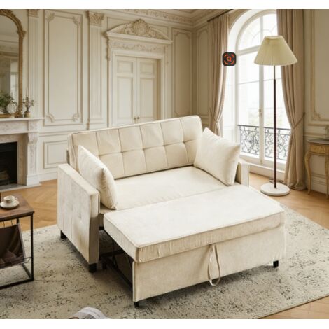 Canapé 2 Places,Convertible En Lit,Dossier Réglable,Tissu Chenille Doux