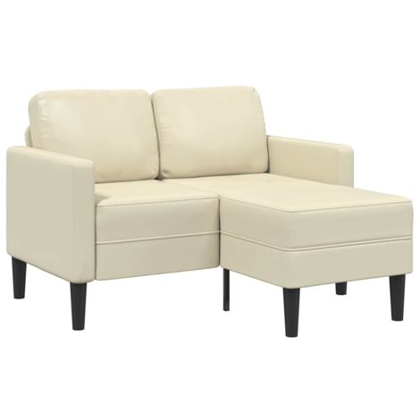 Canapé 2 places，Sofa pour Salon，Banquette avec méridienne en L crème 125 cm similicuir CFW997225