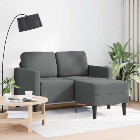 Canapé 2 places,Sofa pour Salon,Banquette avec méridienne en L Gris foncé 125 cm Tissu CFW190216