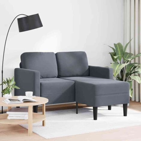 Canapé 2 places,Sofa pour Salon,Banquette avec méridienne en L gris foncé 125 cm velours CFW769117