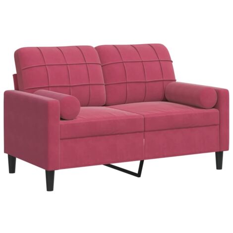 Canapé 2 places,Sofa pour Salon,Banquette avec oreillers bordeaux 120 cm velours CFW286604