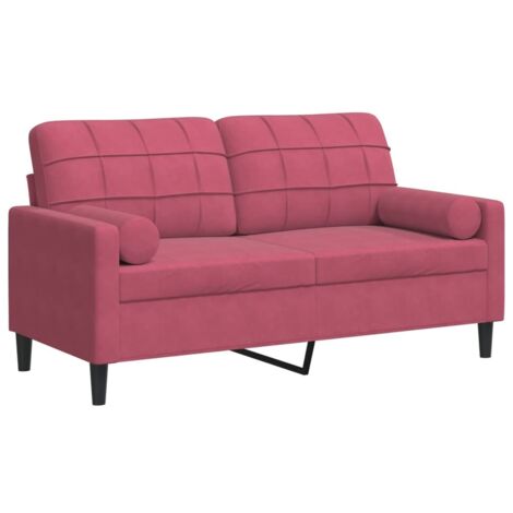 Canapé 2 places,Sofa pour Salon,Banquette avec oreillers bordeaux 140 cm velours CFW390082