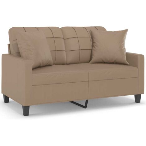 Canapé 2 places，Sofa pour Salon，Banquette avec oreillers cappuccino 120 cm similicuir CFW589619
