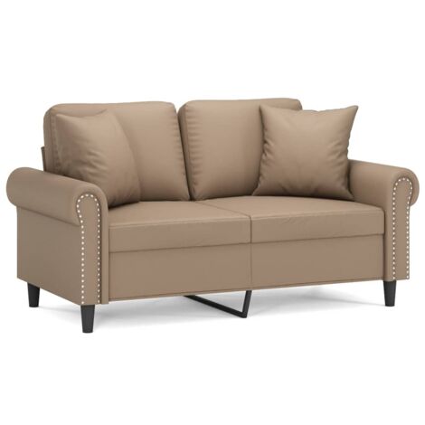 Canapé 2 places，Sofa pour Salon，Banquette avec oreillers cappuccino 120 cm similicuir CFW864514