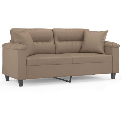 Canapé 2 places，Sofa pour Salon，Banquette avec oreillers cappuccino 140 cm similicuir CFW595233