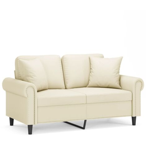 Canapé 2 places，Sofa pour Salon，Banquette avec oreillers crème 120 cm similicuir CFW710614