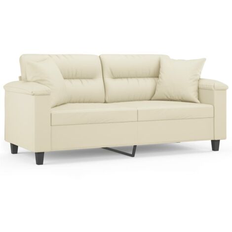 Canapé 2 places，Sofa pour Salon，Banquette avec oreillers crème 140 cm similicuir CFW739739