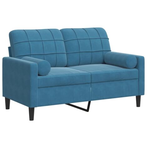 Canapé 2 places,Sofa pour Salon,Banquette avec oreillers décoratifs bleu 120 cm velours CFW910891
