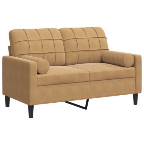 Canapé 2 places,Sofa pour Salon,Banquette avec oreillers décoratifs brun 120 cm velours CFW672222