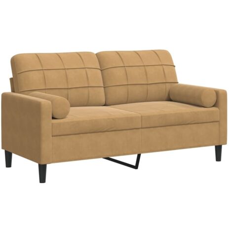 Canapé 2 places,Sofa pour Salon,Banquette avec oreillers décoratifs brun 140 cm velours CFW600621
