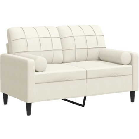 Canapé 2 places,Sofa pour Salon,Banquette avec oreillers décoratifs crème 120 cm velours CFW827461