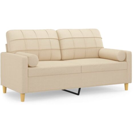 Canapé 2 places,Sofa pour Salon,Banquette avec oreillers décoratifs crème 140 cm tissu CFW151086