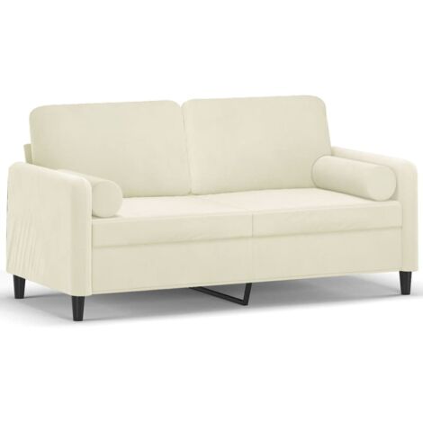 Canapé 2 places,Sofa pour Salon,Banquette avec oreillers décoratifs crème 140 cm velours CFW700347