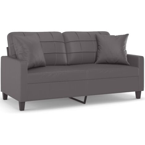 Canapé 2 places，Sofa pour Salon，Banquette avec oreillers décoratifs gris 140cm similicuir CFW661600