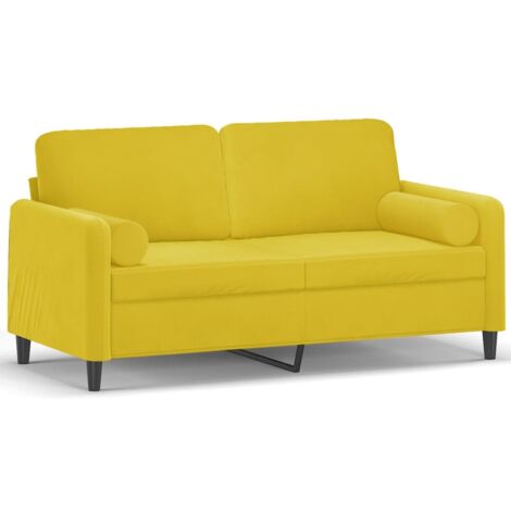 Canapé 2 places,Sofa pour Salon,Banquette avec oreillers décoratifs jaune 140 cm velours CFW139697