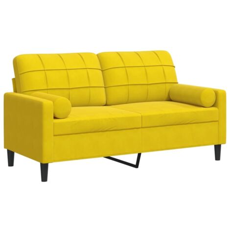 Canapé 2 places,Sofa pour Salon,Banquette avec oreillers décoratifs jaune 140 cm velours CFW462183