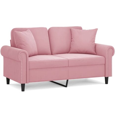 Canapé 2 places,Sofa pour Salon,Banquette avec oreillers décoratifs rose 120 cm velours CFW403434