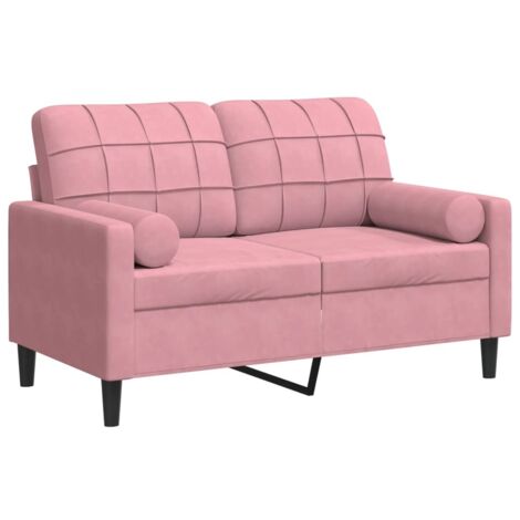 Canapé 2 places,Sofa pour Salon,Banquette avec oreillers décoratifs rose 120 cm velours CFW978267
