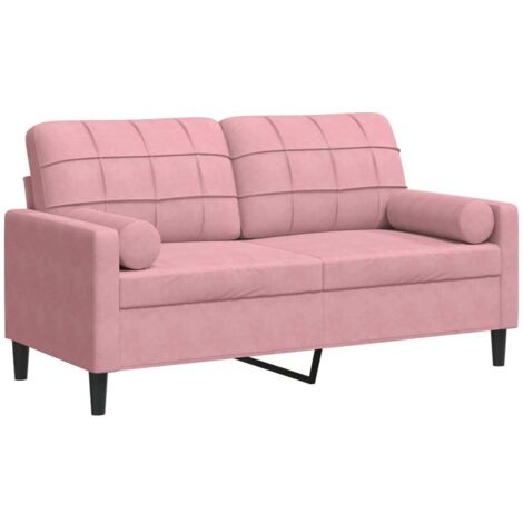 Canapé 2 places,Sofa pour Salon,Banquette avec oreillers décoratifs rose 140 cm velours CFW845257