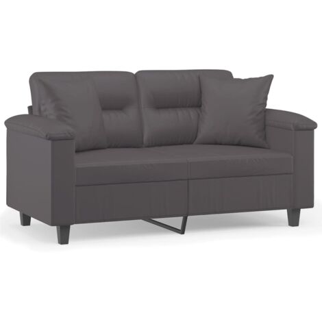 Canapé 2 places，Sofa pour Salon，Banquette avec oreillers gris 120 cm similicuir CFW519371