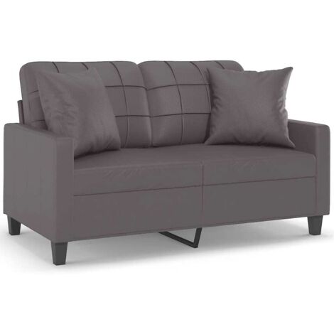 Canapé 2 places，Sofa pour Salon，Banquette avec oreillers gris 120 cm similicuir CFW684639