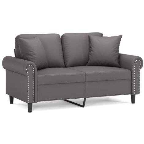 Canapé 2 places，Sofa pour Salon，Banquette avec oreillers gris 120 cm similicuir CFW915743