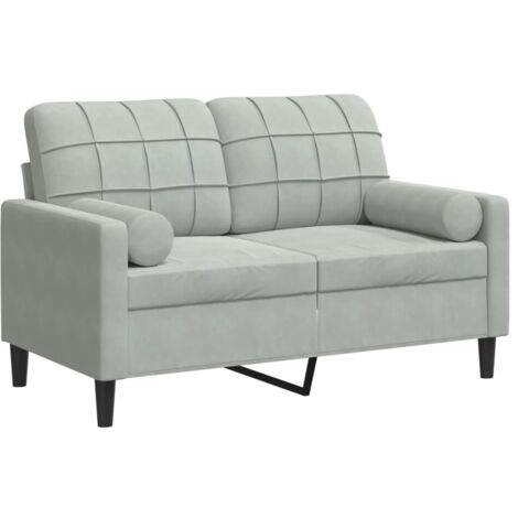 Canapé 2 places,Sofa pour Salon,Banquette avec oreillers gris clair 120 cm velours CFW688751