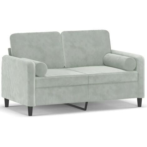Canapé 2 places,Sofa pour Salon,Banquette avec oreillers gris clair 120 cm velours CFW965030