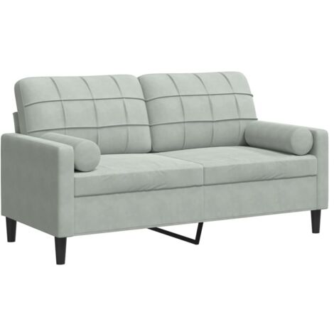Canapé 2 places,Sofa pour Salon,Banquette avec oreillers gris clair 140 cm velours CFW663613