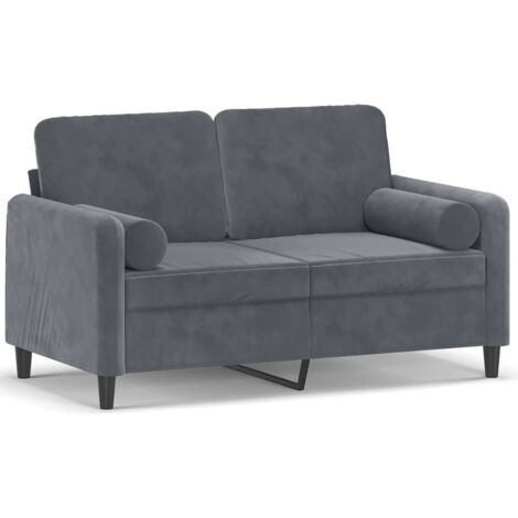 Canapé 2 places,Sofa pour Salon,Banquette avec oreillers gris foncé 120 cm velours CFW683249