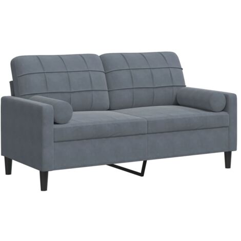 Canapé 2 places,Sofa pour Salon,Banquette avec oreillers gris foncé 140 cm velours CFW134383