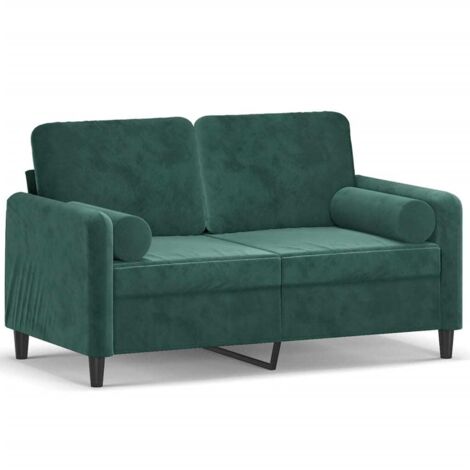 Canapé 2 places，Sofa pour Salon，Banquette avec oreillers vert foncé 120 cm velours CFW981569