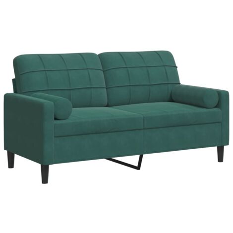 Canapé 2 places，Sofa pour Salon，Banquette avec oreillers vert foncé 140 cm velours CFW138694