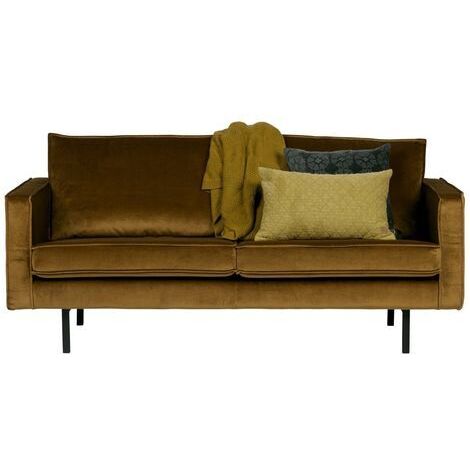 Canapé 2,5 places 190x86x85 cm en velours marron - TARVO