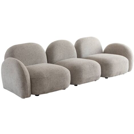 Canapé 3 modules en tissu bouclette gris Calya