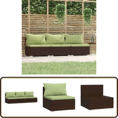 Canapé 3 places avec coussins Marron Résine tressée - Canapé Extérieur - Salon De Jardin - Meuble De Jardin - Mobilier De Jardin - Chaise Longue
